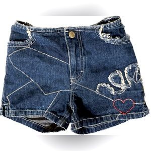 Embroidered denim shorts - girl’s 6X